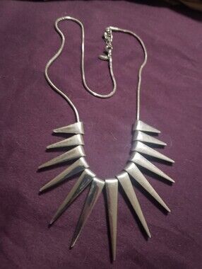 Express Silver-Tone Spike Collar Necklace
